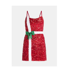 No Boundaries Women’s Christmas Present Sequin Mini Dress Red (Size Small)