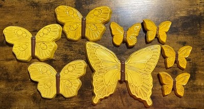 Vintage MCM Chalkware Wall Decor Lot Butterflies Yellow Butterfly Lot Chalk Ware