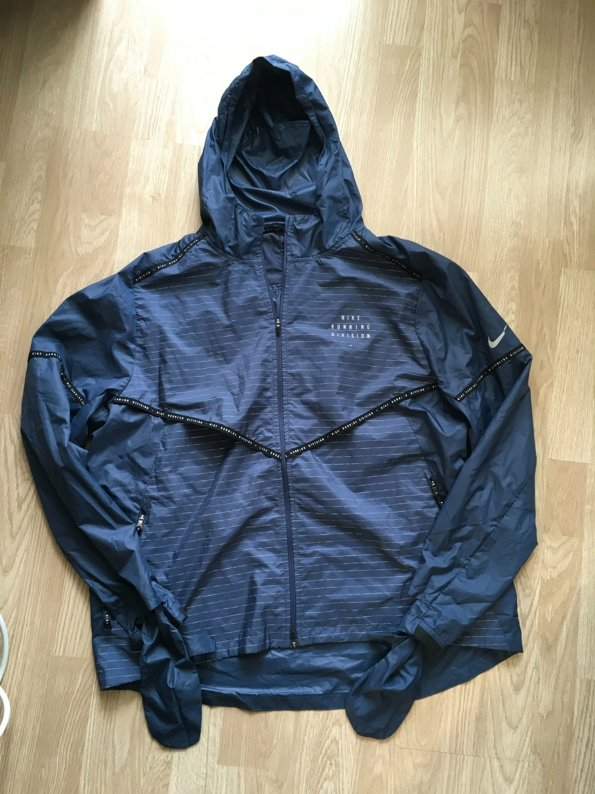Mens XL Nike Storm-Fit Run Division Running Jacket Blue Black Top DD6043-437