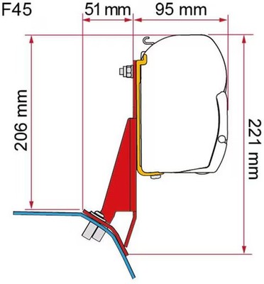 Fiamma F43/F45 Adapter für Ford Custom V710 / VW T7 mit Aufstelldach