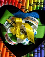 Crayola Multicolor Bow Hair Clip Crayon Print Girls' Party Accessory