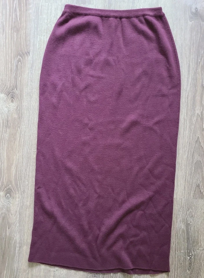 Adrianna Papell Mujer M Conjunto Suéter Maxi Falda Bufanda Mezcla Lana Púrpura Foto 4 de 4