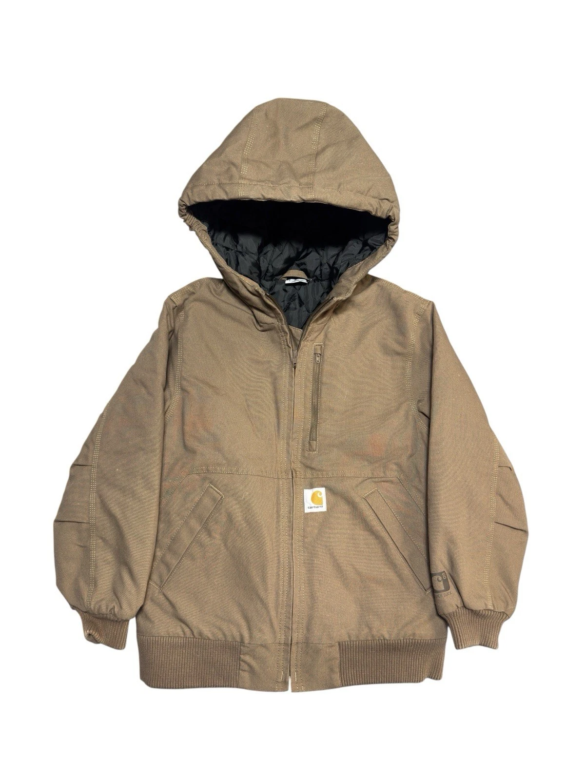Carhartt Kids Size M 10-12 Brown Cavas Quilted Lined Insulated Full-Zip Jacket