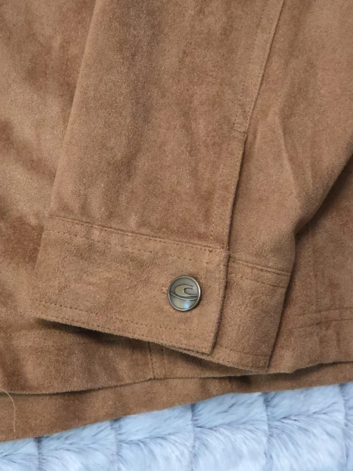 Chaqueta Koret Vintage Imitación Gamuza Marrón Para Mujer 18W Cremallera Completa Ambiente Retro Foto 3 de 4