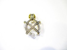 SWAROVSKI Heart Crystal Rhinestones Slide Pendant Gold Tone