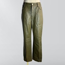 Tommy Hilfiger Dark Green 100 Leather Pants With Lining