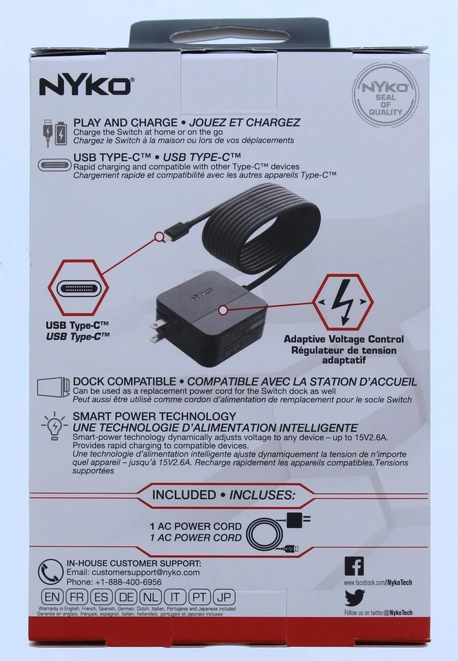 Nyko AC Rapid Charging USB-C Power Cord for Switch - Image 2 of 4