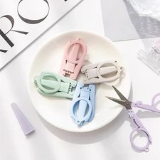 Gkofiey 5Pcs Pastel Mini Folding Scissors with Safety Cap Small, Multicolor
