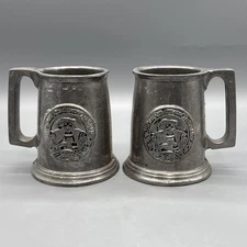 Vtg Pair of Pewter Mugs Texas Renaissance Festival Tankards Cups Beer Steins
