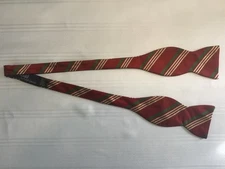 Vintage 1980s Polo Ralph Lauren Silk Bowtie (red/green/cream stripe) T12