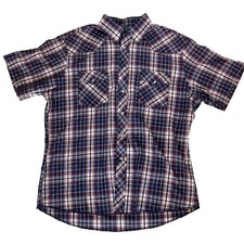 Wrangler Pearl Snap Shirt Mens XL Plaid Button Up Western Rodeo Cowboy Country