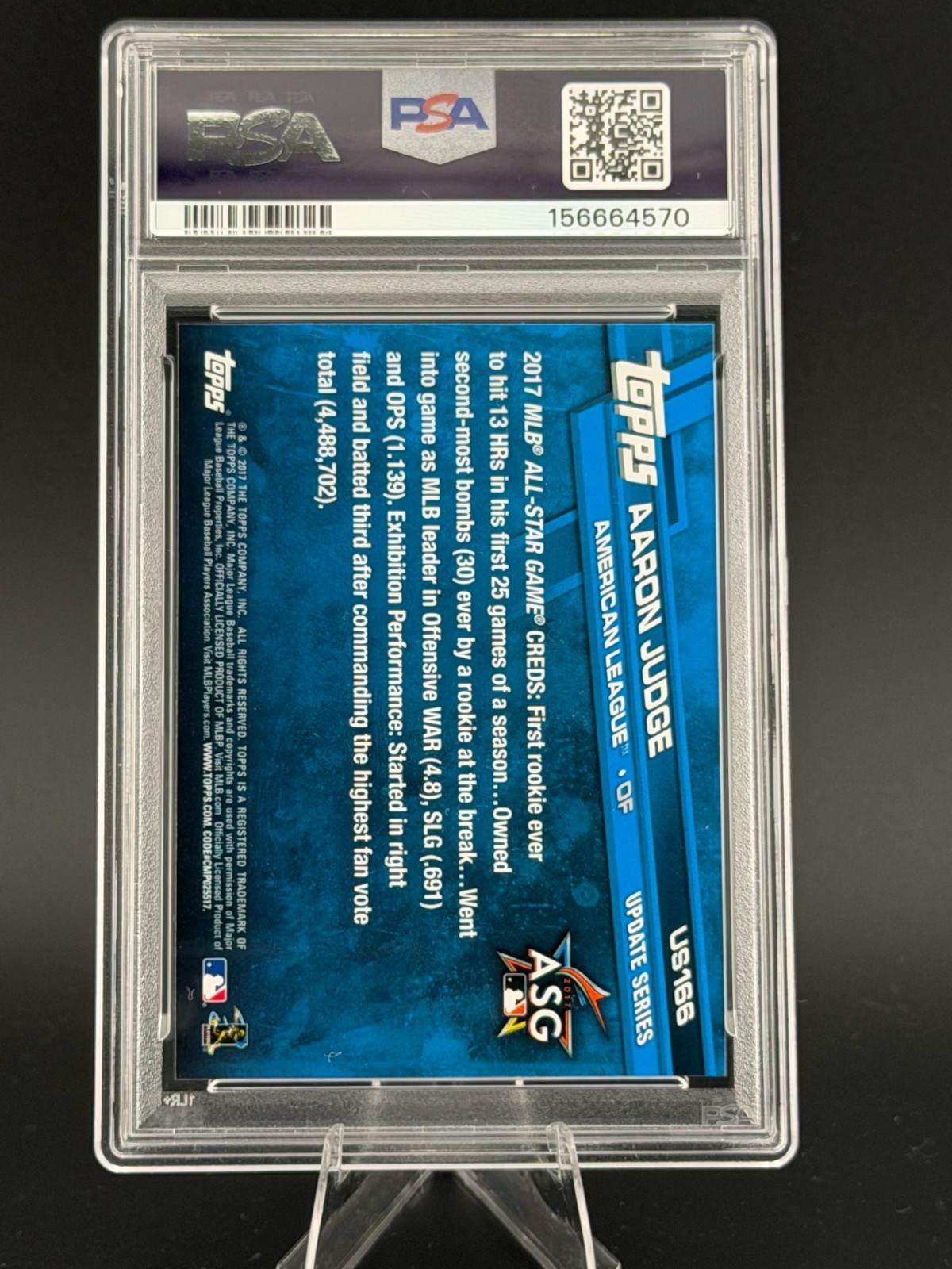 2017 Topps - Yankees - Aaron Judge [Throwing] #US166 - PSA 6 EX-MT view 2