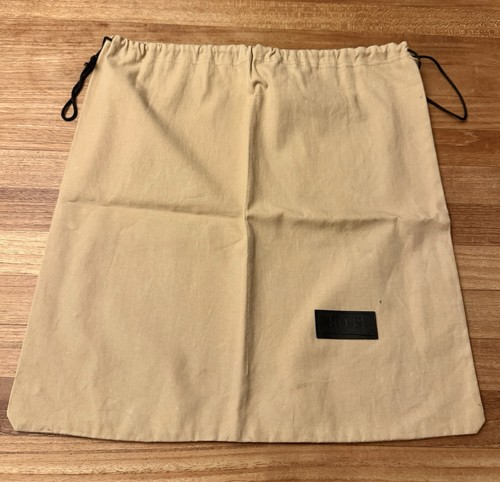 HUGO BOSS Light Brown Drawstring Shoe Bag with Logo Cloth Dust Bag Authentic