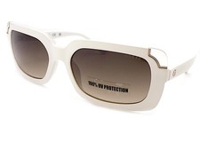 Guess Women's Sunglasses Shiny White Gold with Smoke Gradient Lenses GU7841 25F