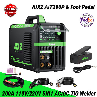 110V/220V Alu AC DC TIG Welder Stick Pulse TIG Welding Machine 200A &Foot Pedal