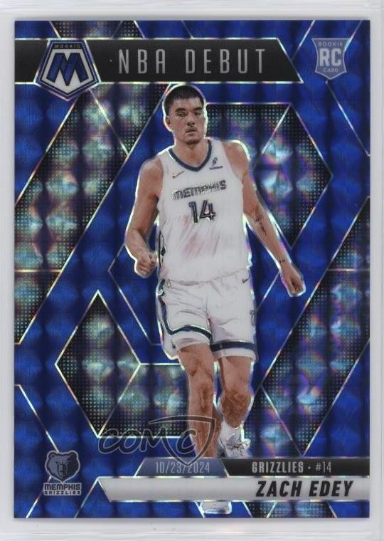 2024-25 Panini Mosaic NBA Debut Blue Prizm 63/199 Zach Edey #251 Rookie RC nr2