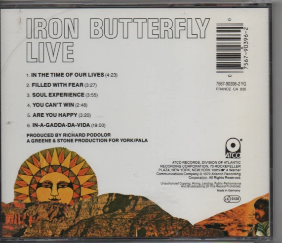 CD Iron Butterfly/ Live/ 6 Songs (In-A-Gadda-Da Vida..) 1970/Germany - Bild 2 von 2