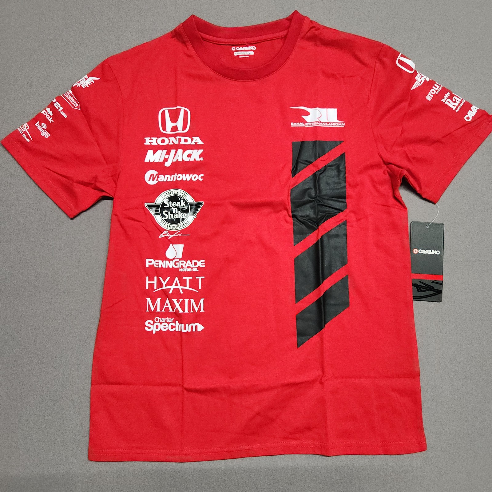 Cavallino Sponsor Logo Tee T Shirt Medium 60 40 Cotton Polyester Red Rll Honda