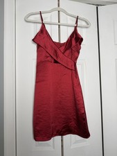 Lulus Red Satin Slip Mini Dress S V-Neck Sleeveless Party Cocktail