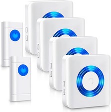 Doorbell 4 Receivers, Door Chime Kit 400M/1300ft Long Range,