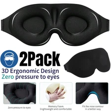 2Pack Sleep Mask for Men Women, 100% Light Blocking 3D Eye Mask
