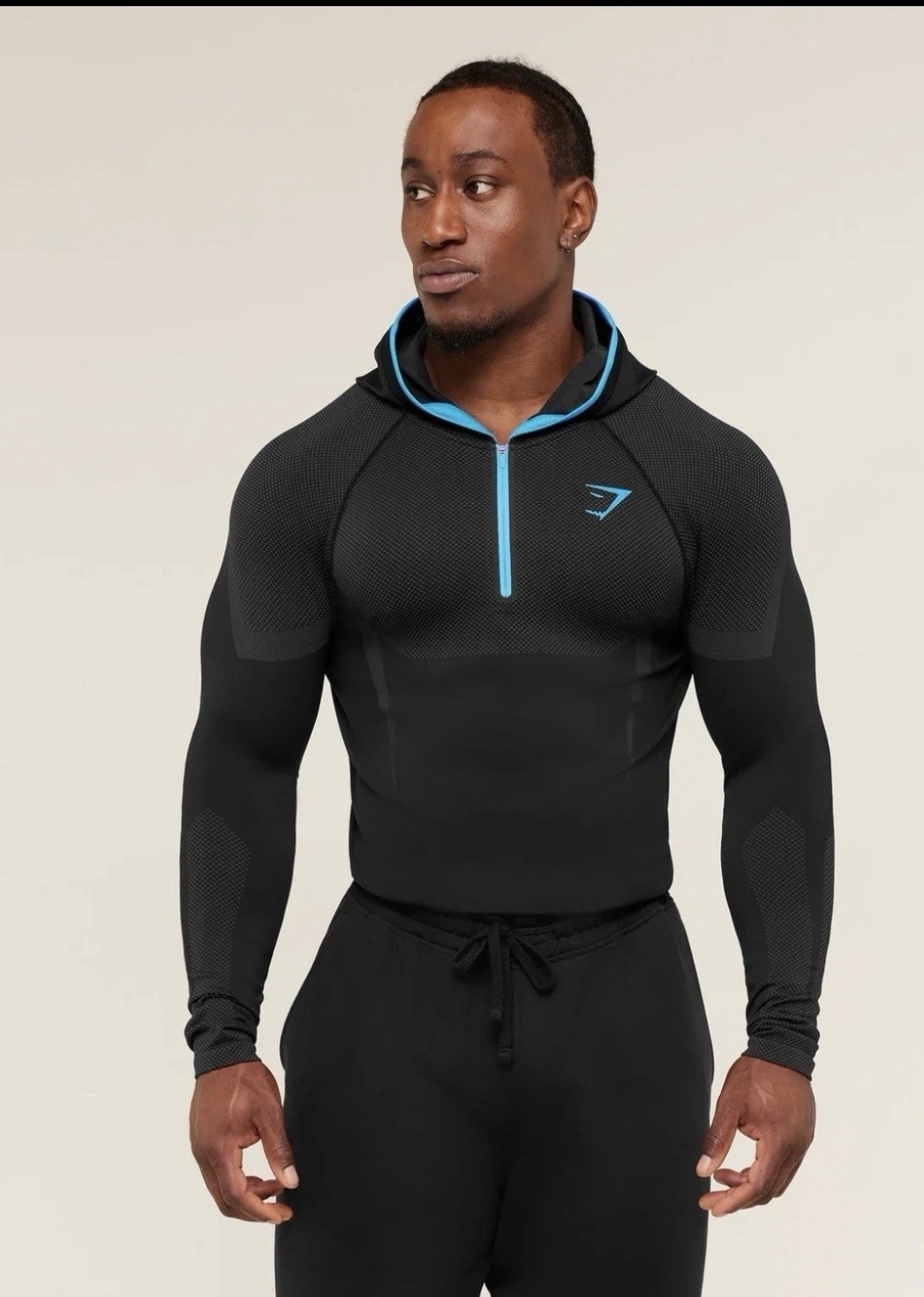 Gymshark Onyx 5.0 Seamless Hoodie - Medium Black/Onyx Grey- IN HAND