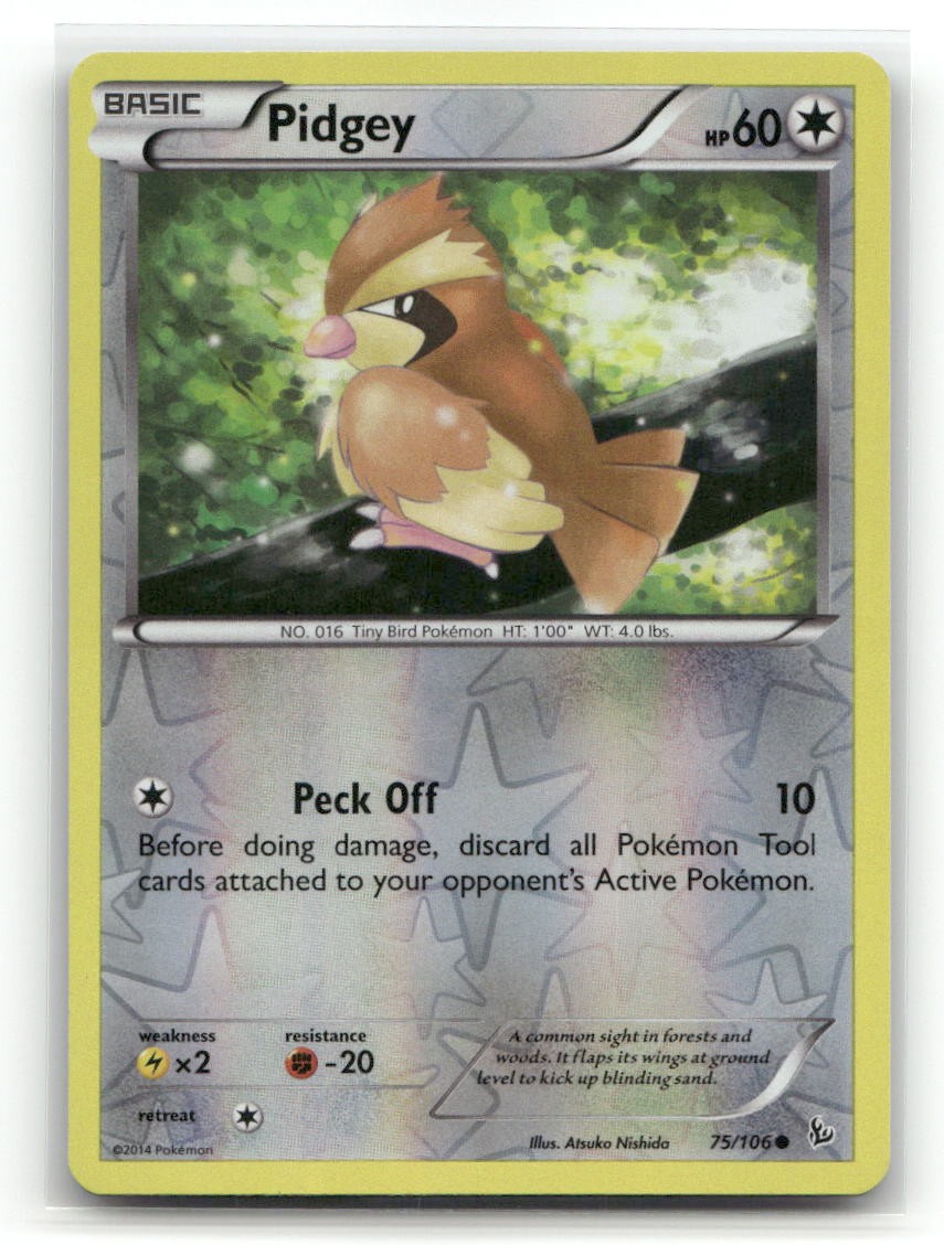 Pidgey 75/106 Common Flashfire Pokemon Reverse Holo LP