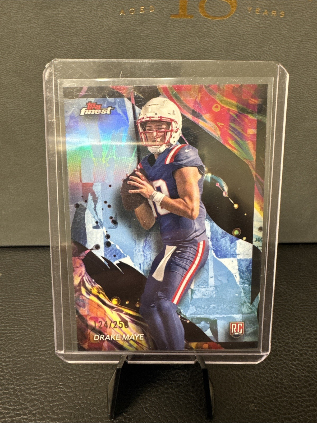 2024 Topps Finest - Uncommon Drake Maye #162 Sky Blue Refractor /250 (RC)