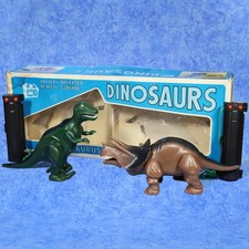 1960s DINOSAUR PLAYSET in BOX Remote Control Battery Toy T-REX/TRICERATOPS Rare!