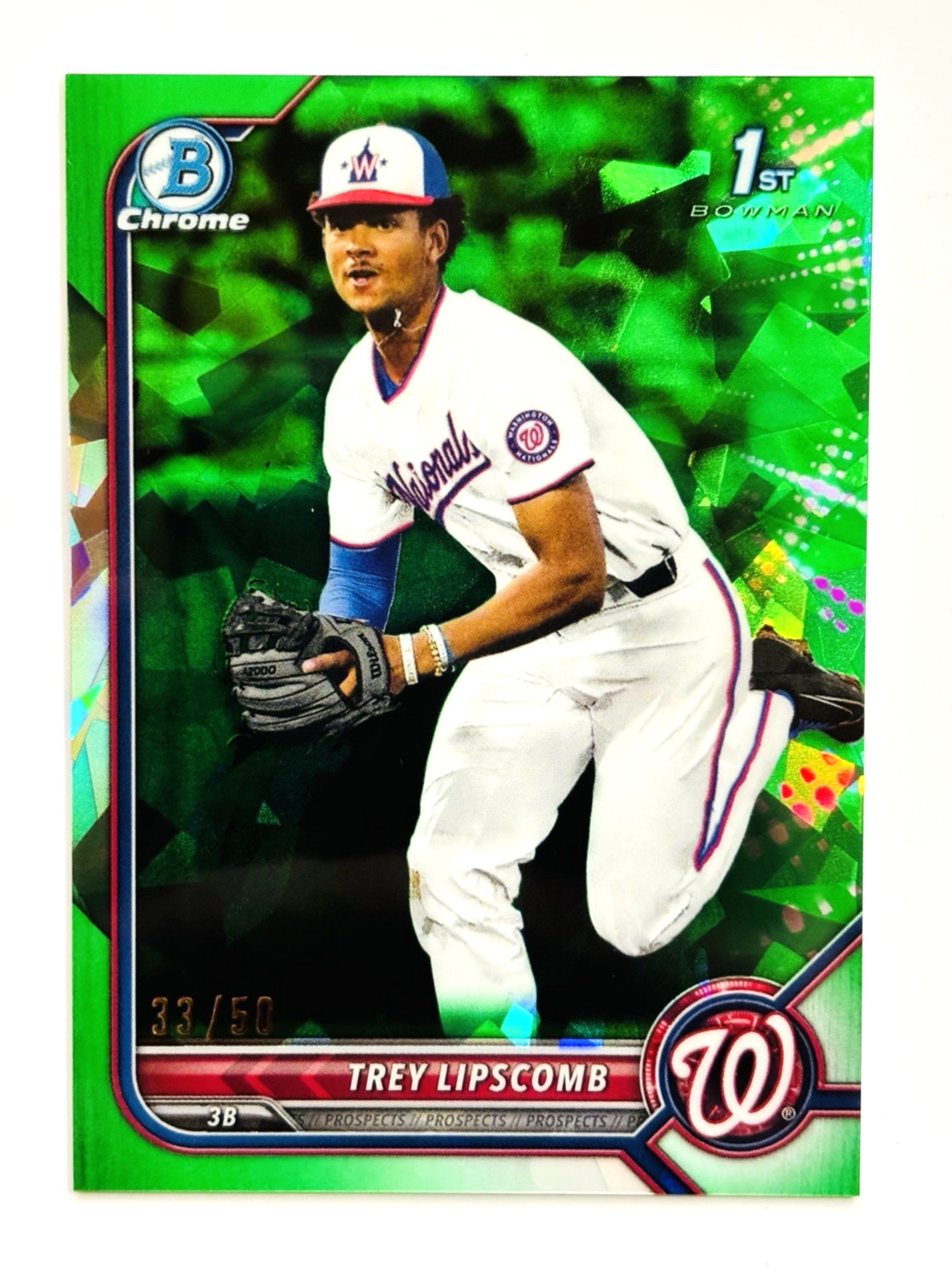 2022 Bowman Draft Green Sapphire /50 Trey Lipscomb Chrome 1st #BDC-197 Nationals