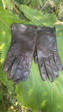 ARIS Vintage Leather Gloves With Lining Women s Size 7.5 Dark Brown wrist length