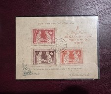 North Vietnam 1957 40th Anniversary of Russian Revolution Souvenir Card Ha Noi