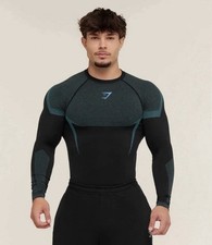 Gymshark Onyx 5.0 Seamless T-Shirt Black Brand Blue LONG SLEEVE LARGE PRESALE 