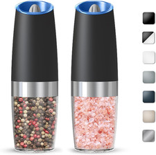 Gravity Electric Salt and Pepper Grinder Set, Automatic Salt and Pepper Grinder 