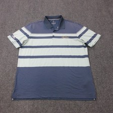 Adidas Golf Polo Shirt Mens XL Blue Stripe Polyester Stretch Tagless Premium
