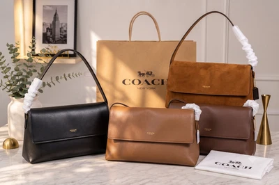 Sac à main bandoulière Coach Chelsea CDS62 36 cuir daim grain naturel - Photo 1/2