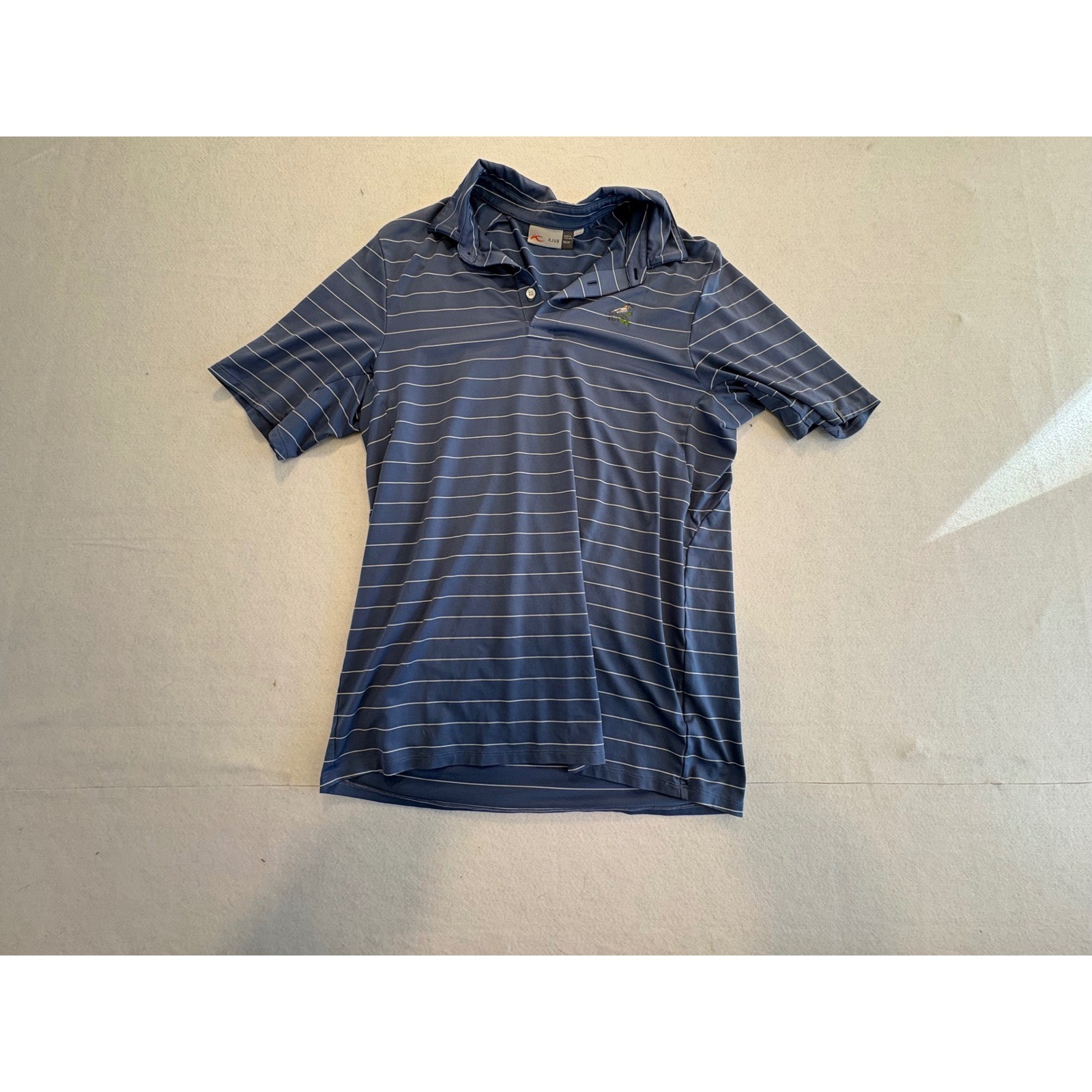 KJUS Mens Golf Polo Shirt Blue White Stripe Short Sleeve Performance SPF 50 M