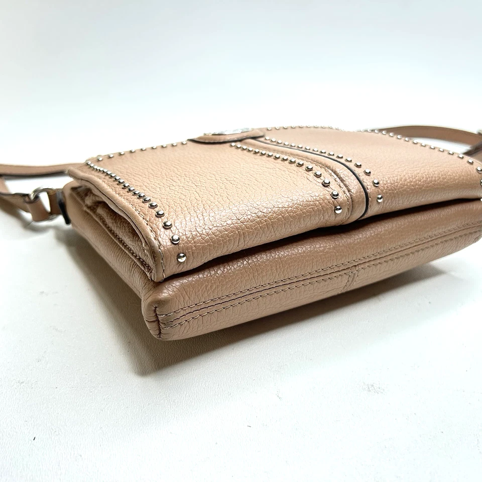 BRIGHTON Pretty Tough City Organizer ACORN Studded Leather Crossbody Bag $360 - Image 4 of 4