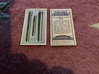 ZIGARETTENKARTEN Stephen Mitchell - GELD - No 6 Iron Bar Money, in sehr gutem Zustand.