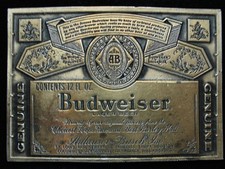 PB07111 VINTAGE 1970s GENUINE BUDWEISER LAGER BEER ANHEUSER-BUSCH BUCKLE