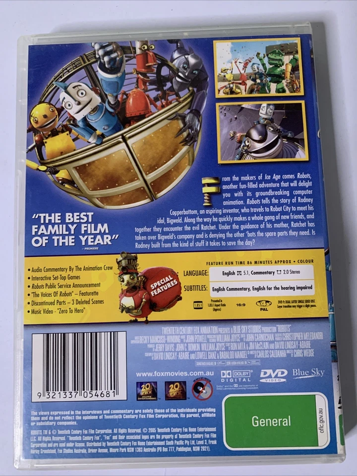 Robots (DVD, 2005) Drew Carey, Ewan McGregor, Robin Williams Animation Region 4 - Image 2 of 3