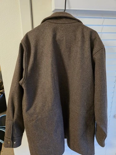 Filson Garment Men’s Brown Wool Mid-Length Jacket Zip/Button Front Size XXL image 3