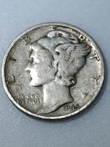 1945-S Mercury Dime $0.10 90% Silver Fine F