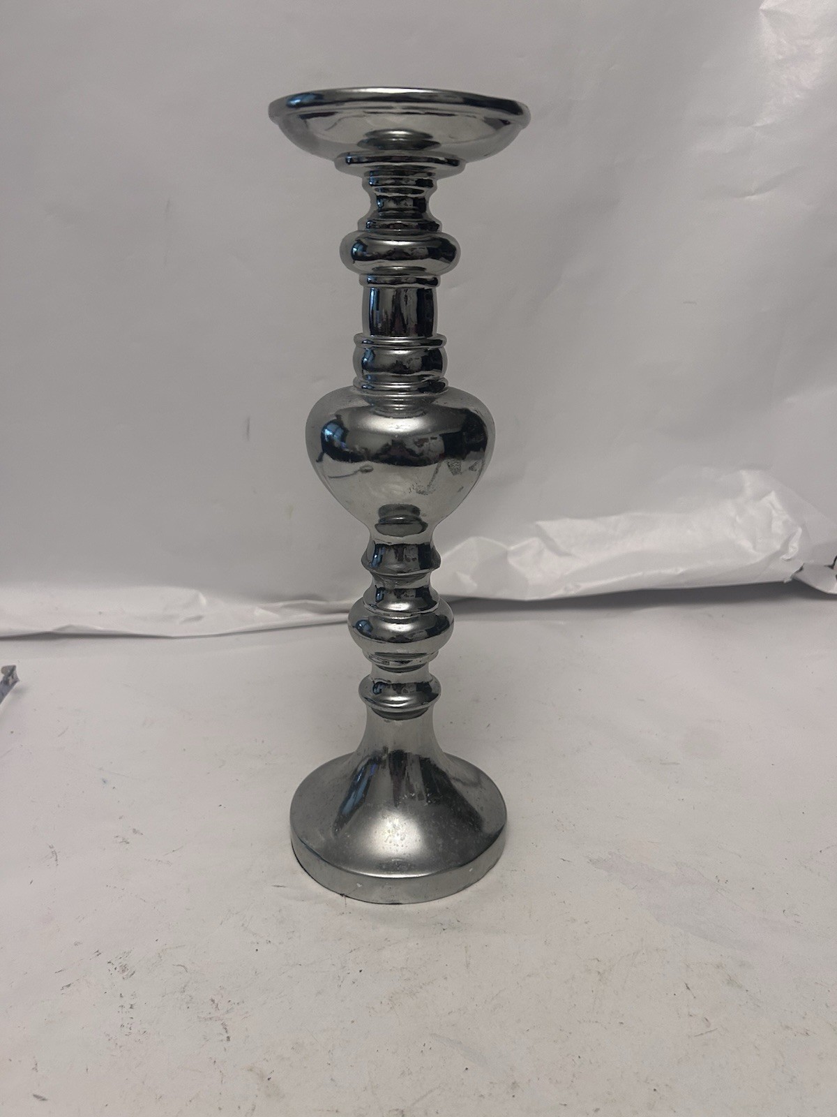 Silver tone large candle holder