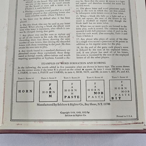 Vintage 1948-1953 SCRABBLE Board Game Selchow & Righter Complete Set Grear Shape - Picture 7 of 13