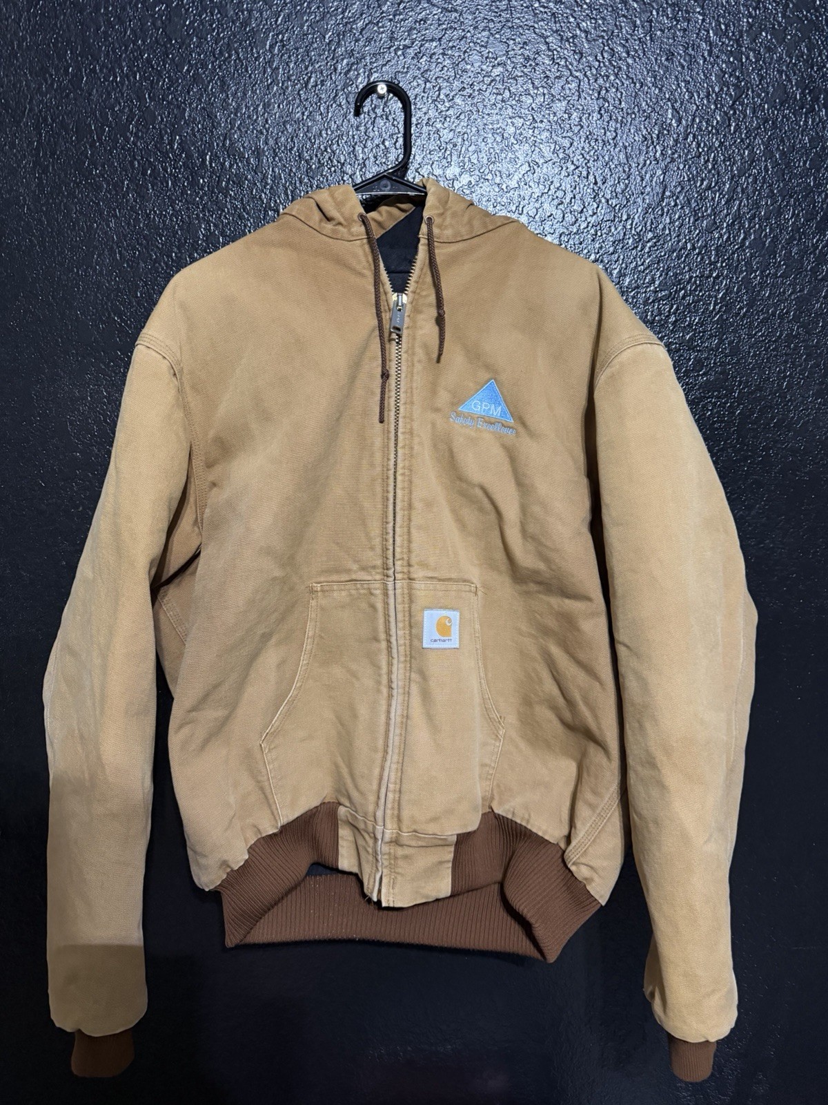 Carhartt Men's XL Tall Brown Hooded Bomber Jacket Full Zip L