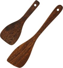 Wooden Spatula For Cooking Long Handle Wooden Spoons Set Of 2 For Nonstick Pans