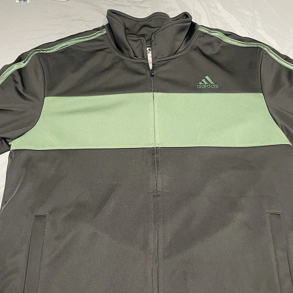 Adidas Cremallera Completa Damas Chaqueta de Pista en Negro/Verde - Talla XL Foto 2 de 4