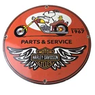 Vintage Harley Davidson Motorcycles Sign - Snoopy Porcelain Gas Pump Sign