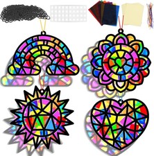 32 Sets Spring Crafts Valentine's Day Suncatchers Kit Kids DIY Rainbow Window